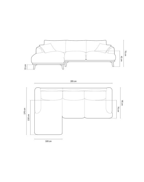 Canapé D'Angle Gauche Margot 4 Places brique - 285x170x75 cm