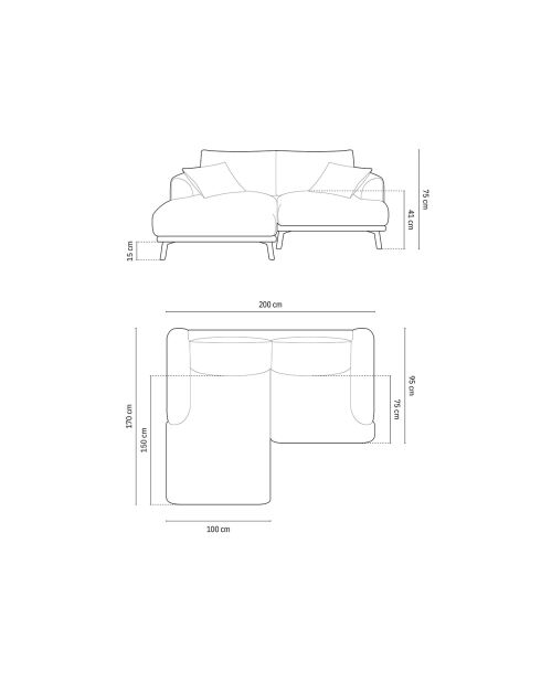 Canapé D'Angle Gauche Margot 3 Places ash melange - 200x170x76 cm
