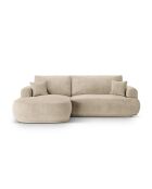 Canapé Angle Gauche Modulable Velours convertible Adriana 5 Places beige clair - 271x174x94 cm