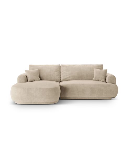 Canapé Angle Gauche Modulable Velours convertible Adriana 5 Places beige clair - 271x174x94 cm