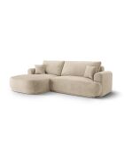 Canapé Angle Gauche Modulable Velours convertible Adriana 5 Places beige clair - 271x174x94 cm