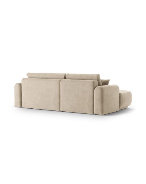 Canapé Angle Gauche Modulable Velours convertible Adriana 5 Places beige clair - 271x174x94 cm