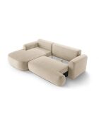 Canapé Angle Gauche Modulable Velours convertible Adriana 5 Places beige clair - 271x174x94 cm