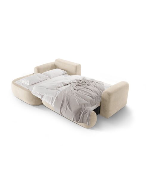 Canapé Angle Gauche Modulable Velours convertible Adriana 5 Places beige clair - 271x174x94 cm