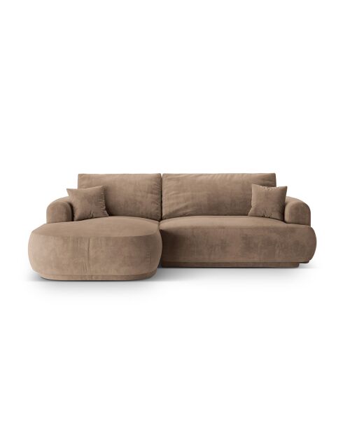 Canapé Angle Gauche Modulable Velours convertible Adriana 5 Places beige foncé - 271x174x94 cm