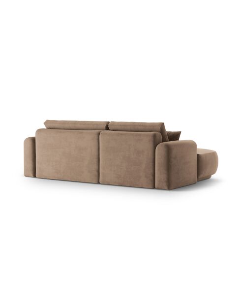 Canapé Angle Gauche Modulable Velours convertible Adriana 5 Places beige foncé - 271x174x94 cm