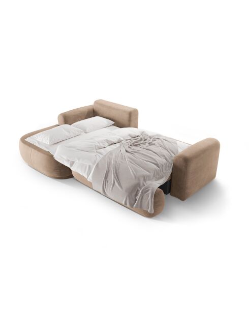 Canapé Angle Gauche Modulable Velours convertible Adriana 5 Places beige foncé - 271x174x94 cm