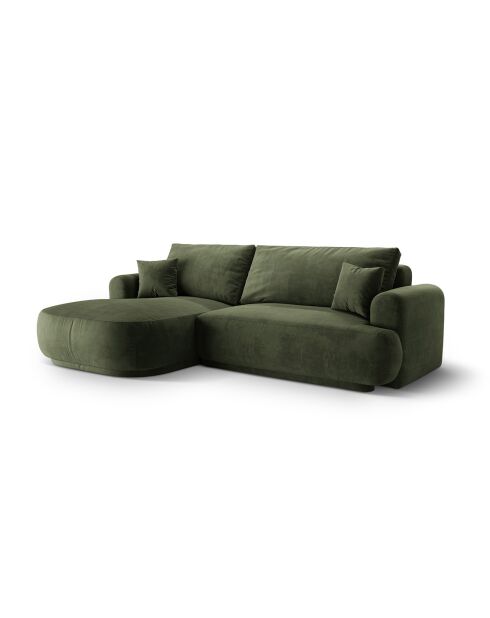 Canapé Angle Gauche Modulable Velours convertible Adriana 5 Places vert - 271x174x94 cm