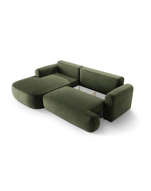Canapé Angle Gauche Modulable Velours convertible Adriana 5 Places vert - 271x174x94 cm