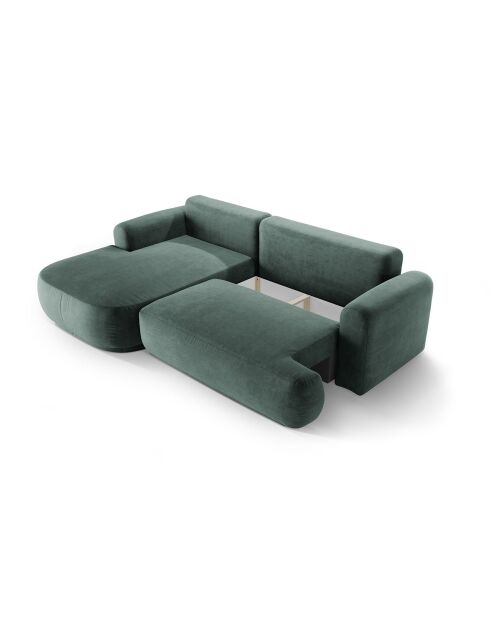 Canapé Angle Gauche Modulable Velours convertible Adriana 5 Places pétrole - 271x174x94 cm
