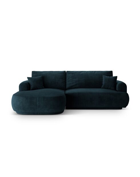 Canapé Angle Gauche Modulable Velours convertible Adriana 5 Places pétrole profond - 271x174x94 cm