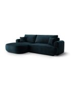 Canapé Angle Gauche Modulable Velours convertible Adriana 5 Places pétrole profond - 271x174x94 cm