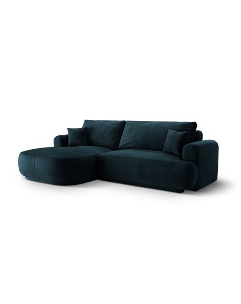 Canapé Angle Gauche Modulable Velours convertible Adriana 5 Places pétrole profond - 271x174x94 cm
