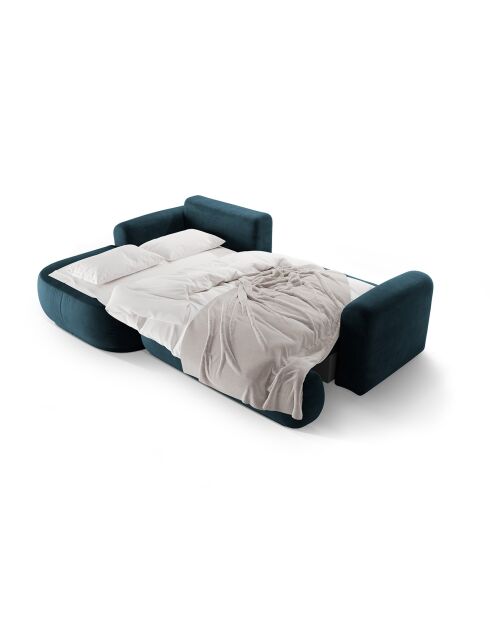Canapé Angle Gauche Modulable Velours convertible Adriana 5 Places pétrole profond - 271x174x94 cm