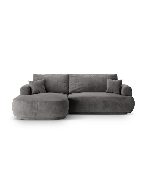Canapé Angle Gauche Modulable Velours convertible Adriana 5 Places gris - 271x174x94 cm