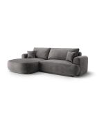 Canapé Angle Gauche Modulable Velours convertible Adriana 5 Places gris - 271x174x94 cm