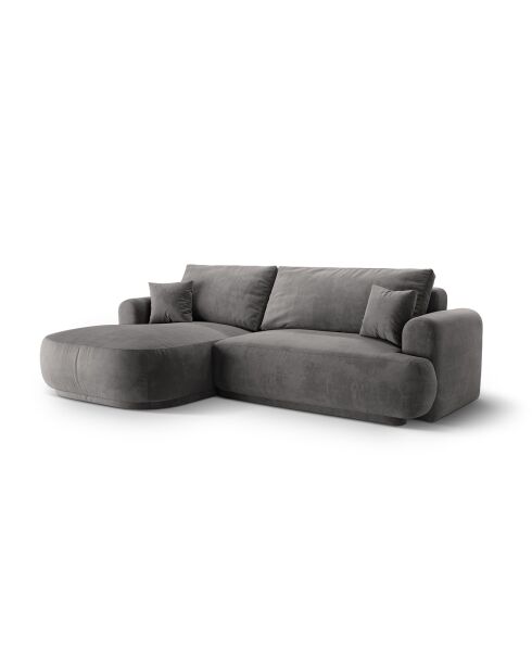 Canapé Angle Gauche Modulable Velours convertible Adriana 5 Places gris - 271x174x94 cm