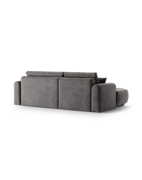Canapé Angle Gauche Modulable Velours convertible Adriana 5 Places gris - 271x174x94 cm