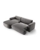 Canapé Angle Gauche Modulable Velours convertible Adriana 5 Places gris - 271x174x94 cm