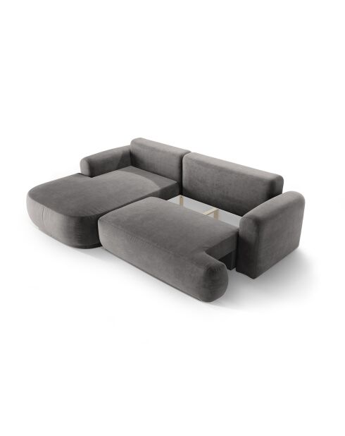 Canapé Angle Gauche Modulable Velours convertible Adriana 5 Places gris - 271x174x94 cm