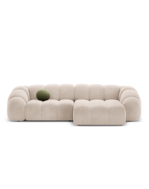 Lyna Ecksofa für 4 Personen, Samt, rechts, 280 x 182 x 72 cm, beige