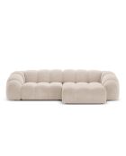 Canapé D'Angle Droit Velours Lyna 4 Places beige - 280x182x72 cm