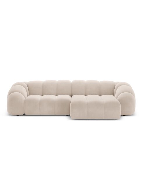 Canapé D'Angle Droit Velours Lyna 4 Places beige - 280x182x72 cm