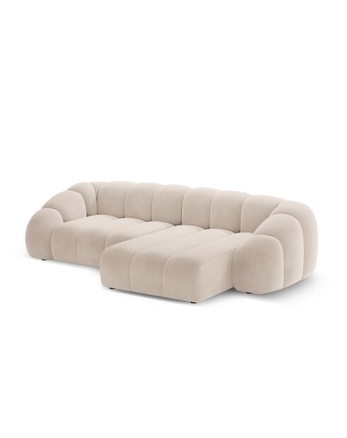 Canapé D'Angle Droit Velours Lyna 4 Places beige - 280x182x72 cm