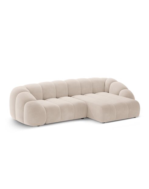Canapé D'Angle Droit Velours Lyna 4 Places beige - 280x182x72 cm