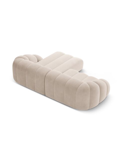 Canapé D'Angle Droit Velours Lyna 4 Places beige - 280x182x72 cm