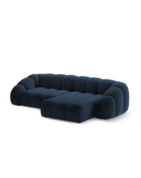 Canapé D'Angle Droit Velours Lyna 4 Places bleu roi - 280x182x72 cm