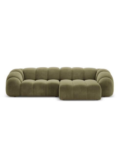 Lyna 4-zits fluwelen hoekbank rechts groen - 280x182x72 cm