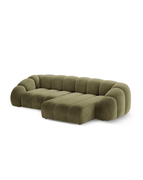 Canapé D'Angle Droit Velours Lyna 4 Places vert - 280x182x72 cm