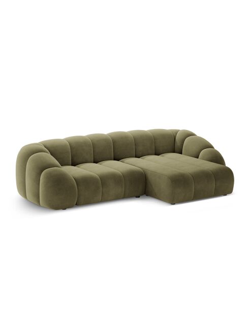 Canapé D'Angle Droit Velours Lyna 4 Places vert - 280x182x72 cm