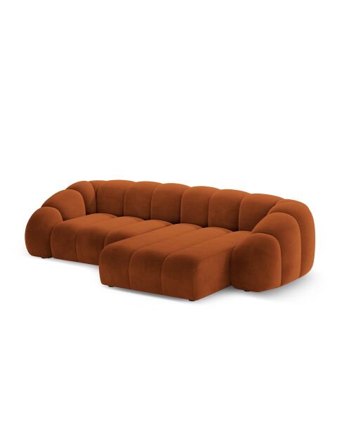 Canapé D'Angle Droit Velours Lyna 4 Places terracotta - 280x182x72 cm