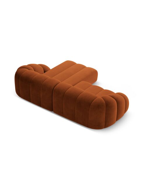 Sofá Lyna de esquina derecha de terciopelo de 4 plazas, terracota, 280 x 182 x 72 cm