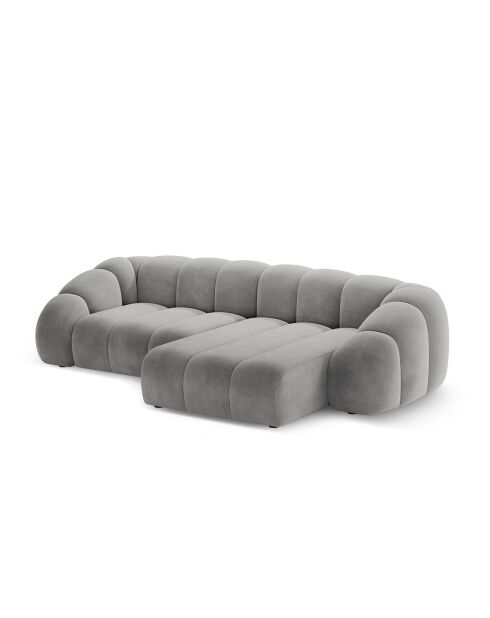 Canapé D'Angle Droit Velours Lyna 4 Places gris - 280x182x72 cm