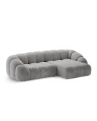 Canapé D'Angle Droit Velours Lyna 4 Places gris - 280x182x72 cm