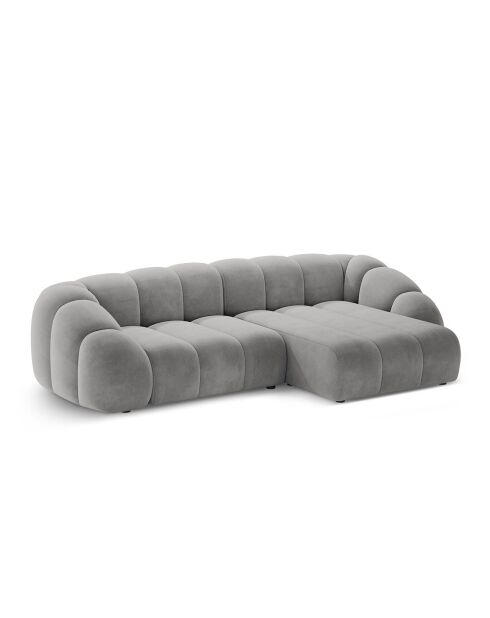 Canapé D'Angle Droit Velours Lyna 4 Places gris - 280x182x72 cm