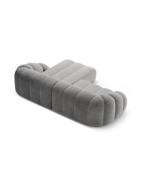 Canapé D'Angle Droit Velours Lyna 4 Places gris - 280x182x72 cm