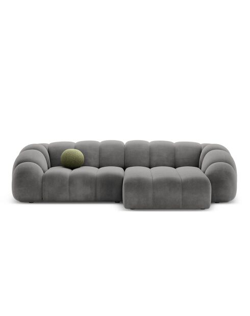 Canapé D'Angle Droit Velours Lyna 4 Places gris foncé - 280x182x72 cm