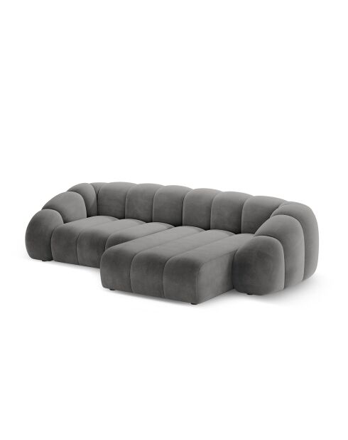 Canapé D'Angle Droit Velours Lyna 4 Places gris foncé - 280x182x72 cm
