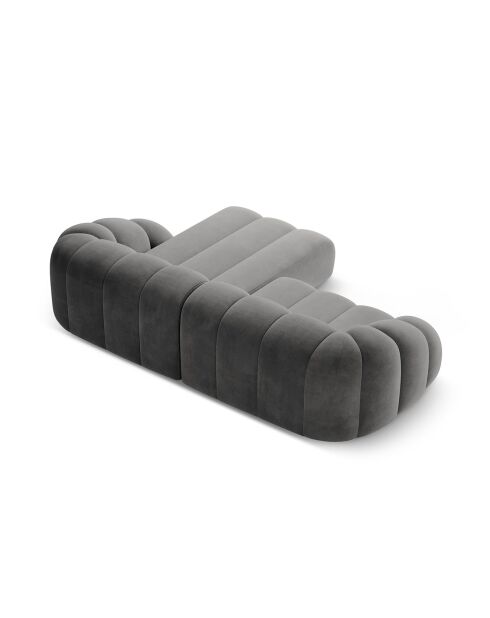 Canapé D'Angle Droit Velours Lyna 4 Places gris foncé - 280x182x72 cm