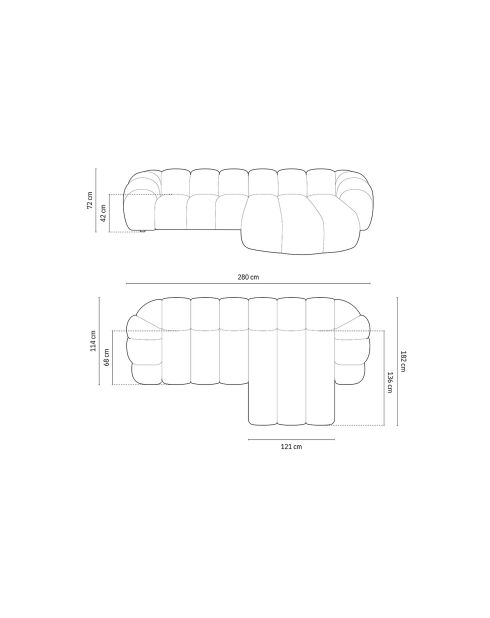 Lyna 4-zits fluwelen hoekbank rechts groen - 280x182x72 cm