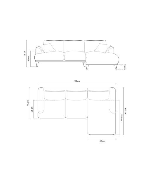 Canapé D'Angle Droit Margot 4 Places brique - 285x170x75 cm
