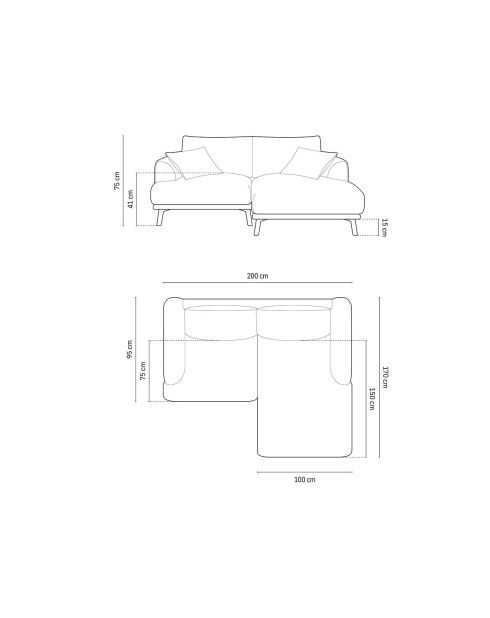 Canapé D'Angle Droit Margot 3 Places ash melange - 200x170x76 cm