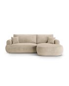Canapé Angle Droit Modulable Velours convertible Adriana 5 Places beige clair - 271x174x94 cm