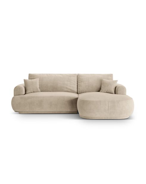 Canapé Angle Droit Modulable Velours convertible Adriana 5 Places beige clair - 271x174x94 cm