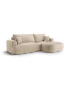 Canapé Angle Droit Modulable Velours convertible Adriana 5 Places beige clair - 271x174x94 cm