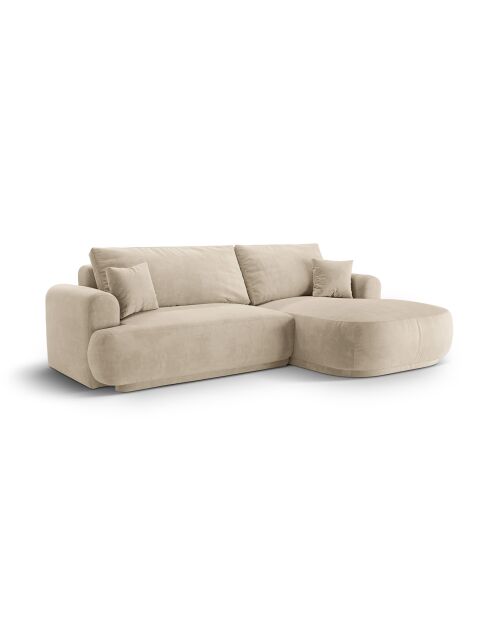 Canapé Angle Droit Modulable Velours convertible Adriana 5 Places beige clair - 271x174x94 cm